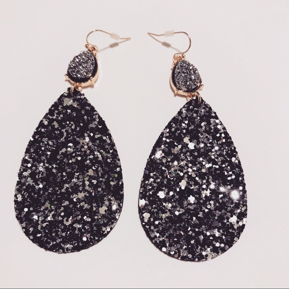 Sparkly black hematite earrings